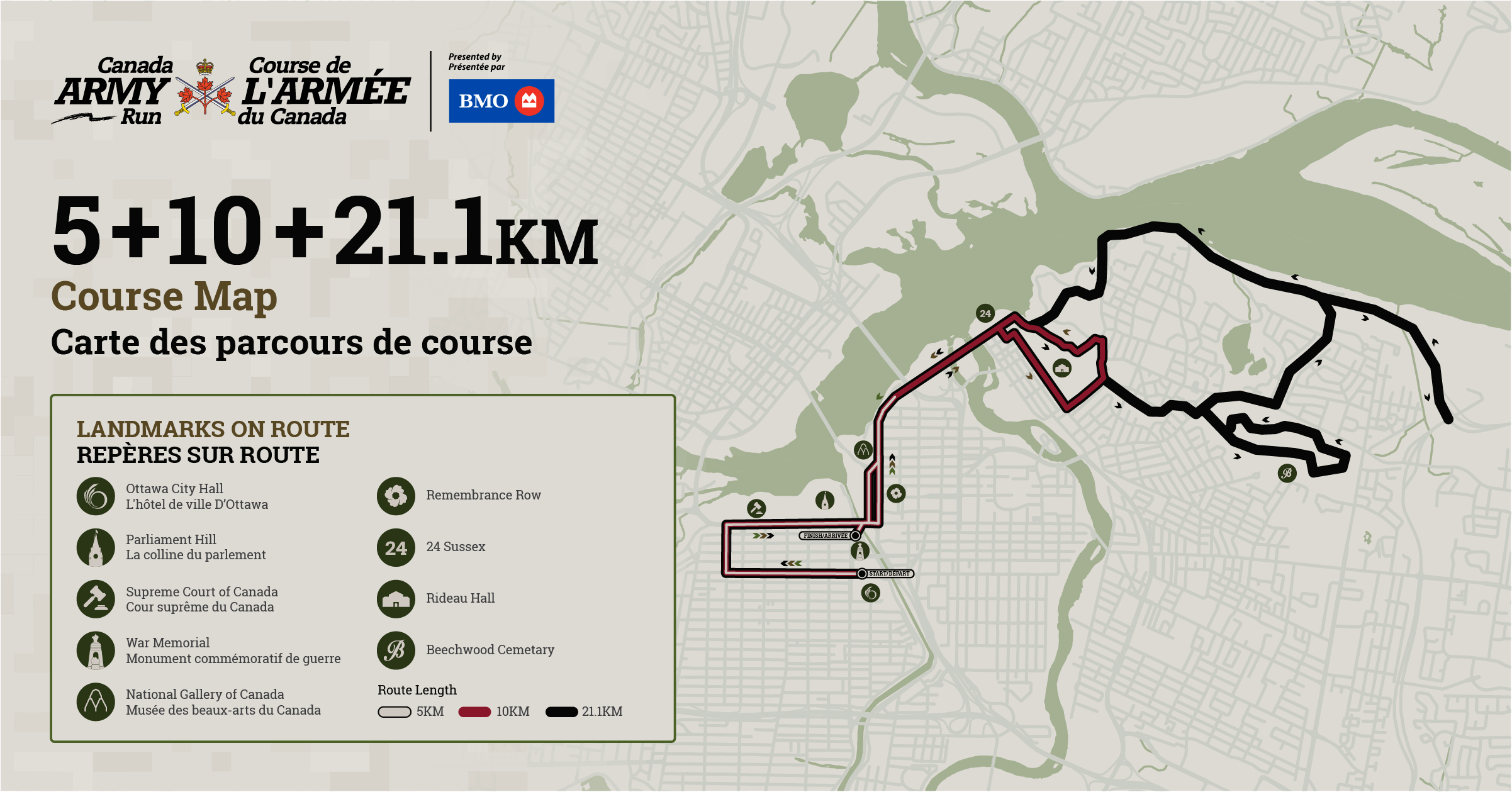 2023 Canada Army Run Course Map/ Parcours 2023